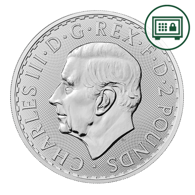 A picture of a 1 oz. Silver Britannia King Charles Effigy Coin (2023) - Secure Storage